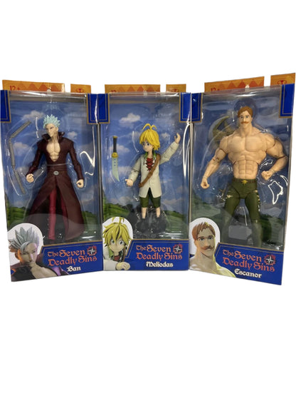 3 McFarlane Toys The Seven Deadly Sins BAN Meliodas Escanor (7 inch) New Figures
