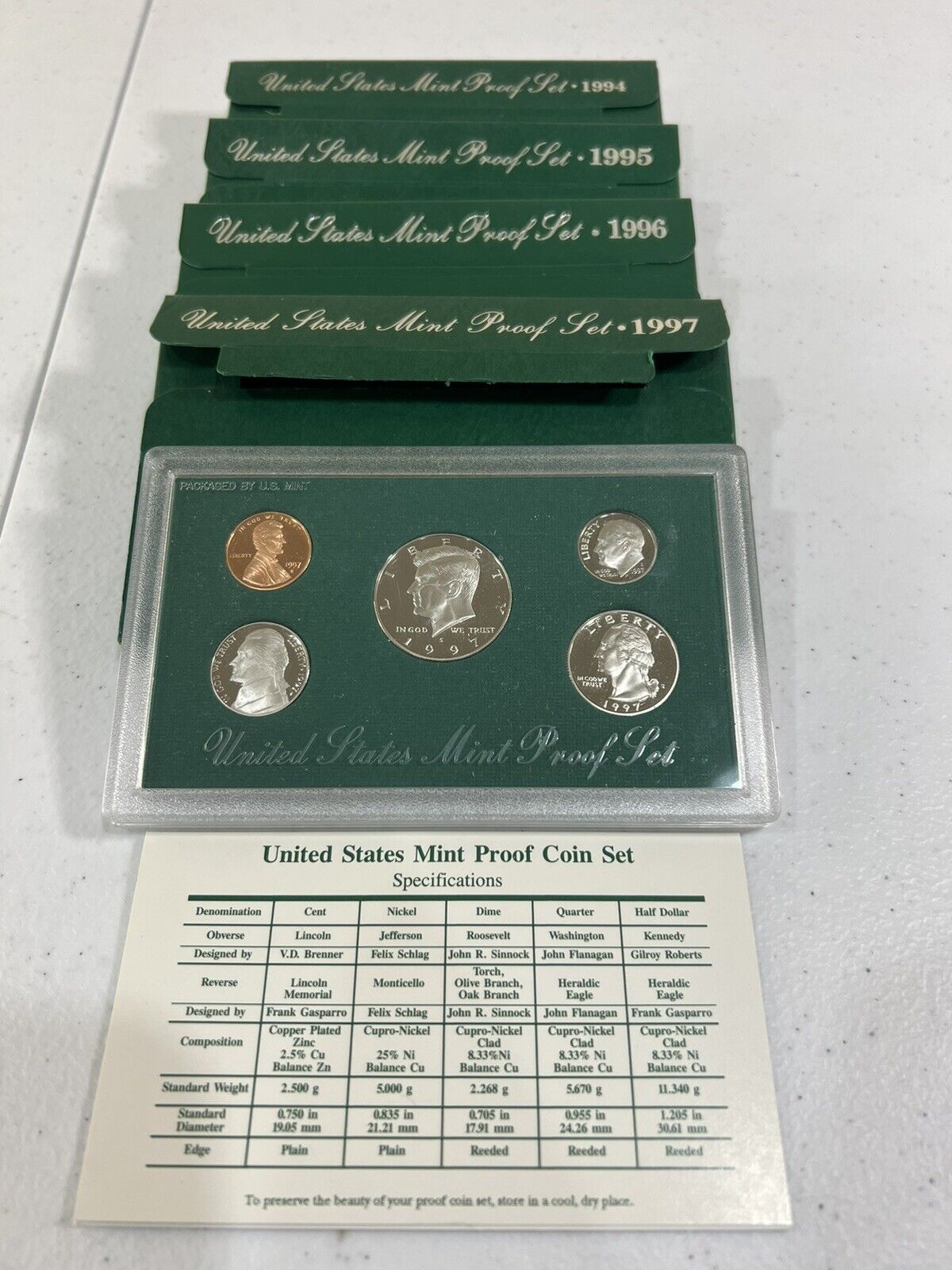 1994-1997 Proof Set United States US Mint Original Government Packaging Box