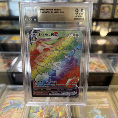 Beckett GEM MINT 9.5 Pokémon Snorlax VMAX Sword & Shield 206/202 Secret Rare