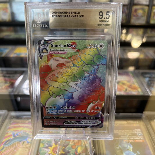 Beckett GEM MINT 9.5 Pokémon Snorlax VMAX Sword & Shield 206/202 Secret Rare