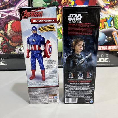 DISNEY STAR WARS SERGEANT JYN ERSO 10"  + CAPTAIN AMERICA MARVEL FIGURE HASBRO.