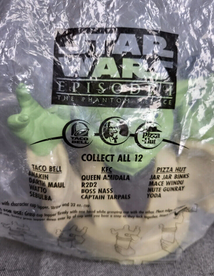 NEW Yoda Cup Topper Star Wars Pizza Hut Top Episode I Taco Bell KFC Collectible