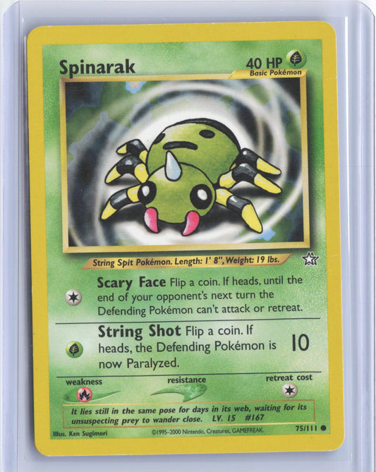 Spinarak 75/111 Common Neo Genesis Pokemon Unlimited TCG Card