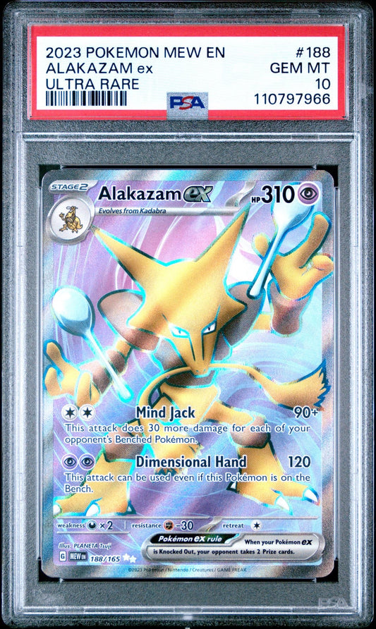 PSA 10 Alakazam ex - 188/165 - SV: Scarlet & Violet 151 (MEW) POKÉMON TCG