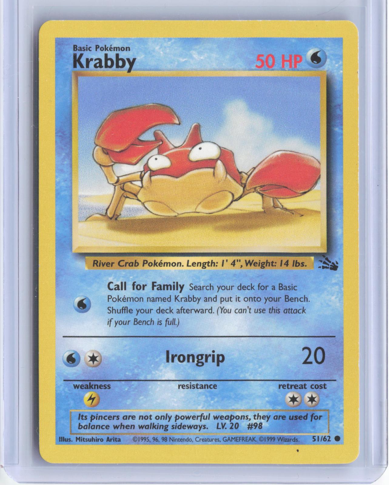 Krabby 51/62 Common Fossil Pokemon Unlimited TCG Card