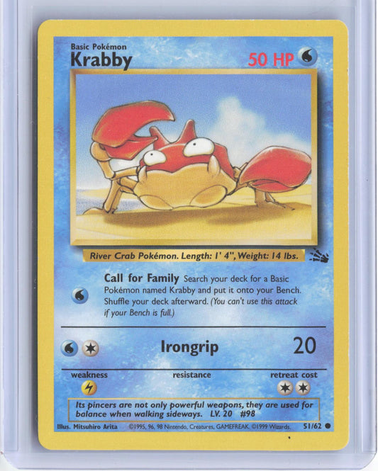Krabby 51/62 Common Fossil Pokemon Unlimited TCG Card