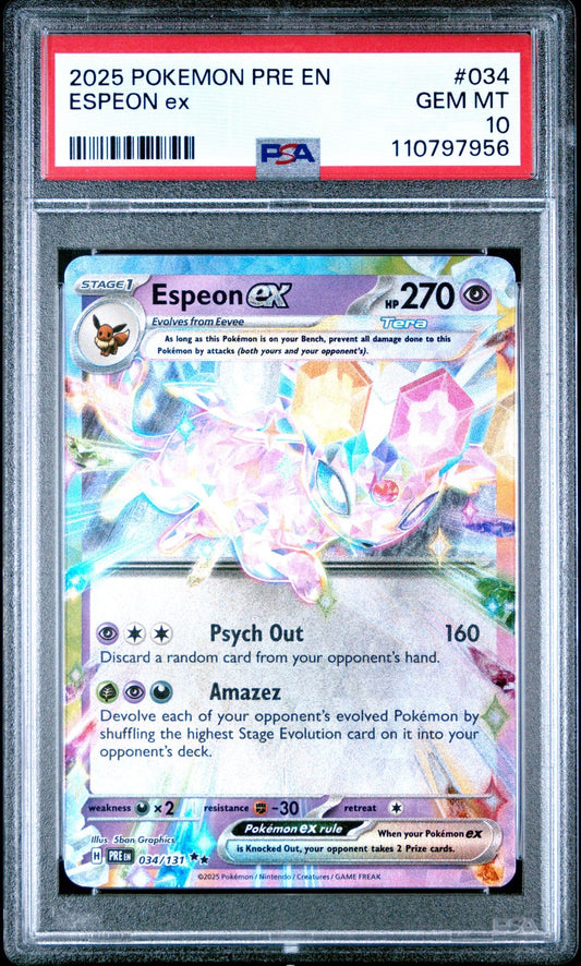 PSA 10 Espeon ex - 034/131 - SV: Prismatic Evolutions (PRE) POKÉMON TCG