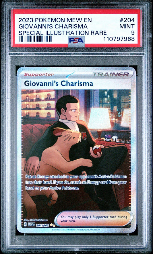 PSA 9 Giovanni's Charisma - 204/165 - SV: Scarlet & Violet 151 (MEW) POKÉMON TCG