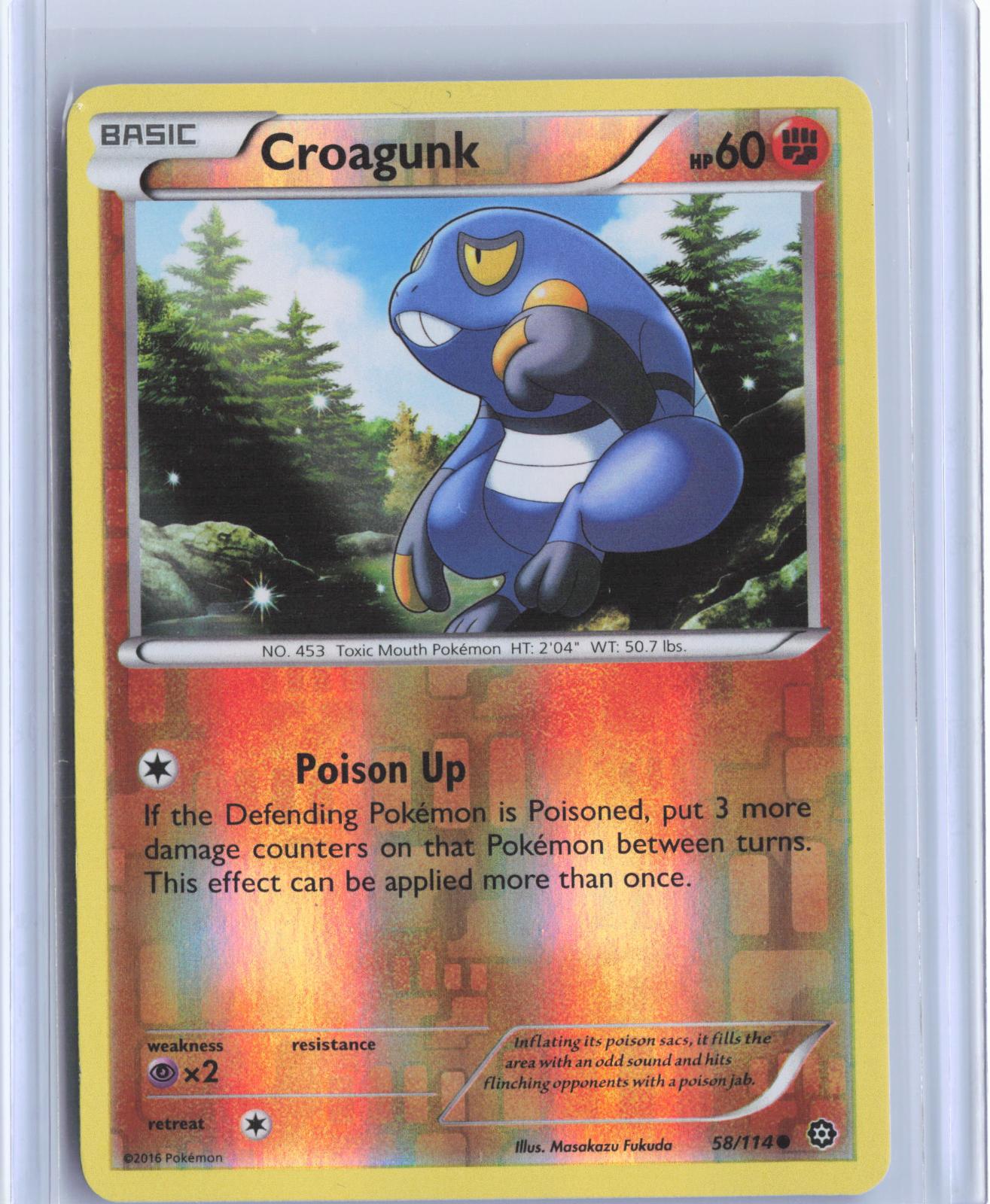 Croagunk 58/114 Common Steam Siege Pokemon Reverse Holo TCG Card