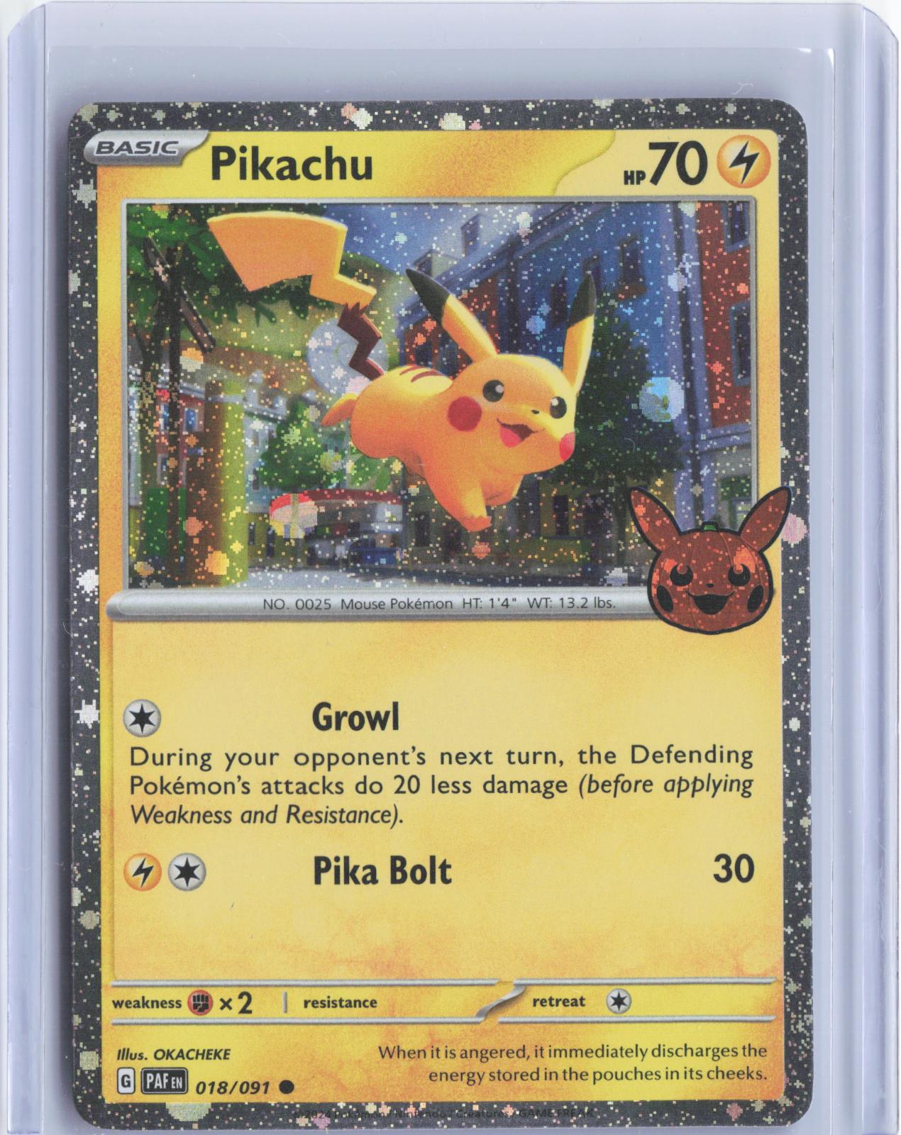 Pikachu 018/091 Holo Holo Rare Trick or Trade BOOster 2024 Pokemon TCG Card