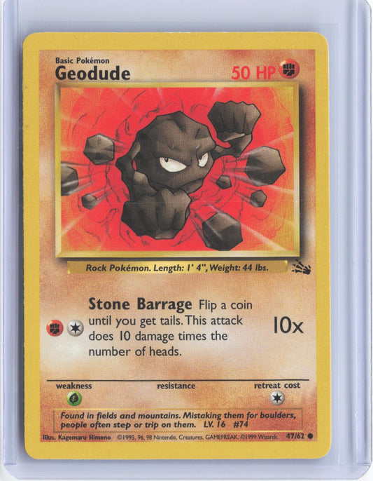 Geodude 47/62 Common Fossil Pokemon Unlimited TCG Card