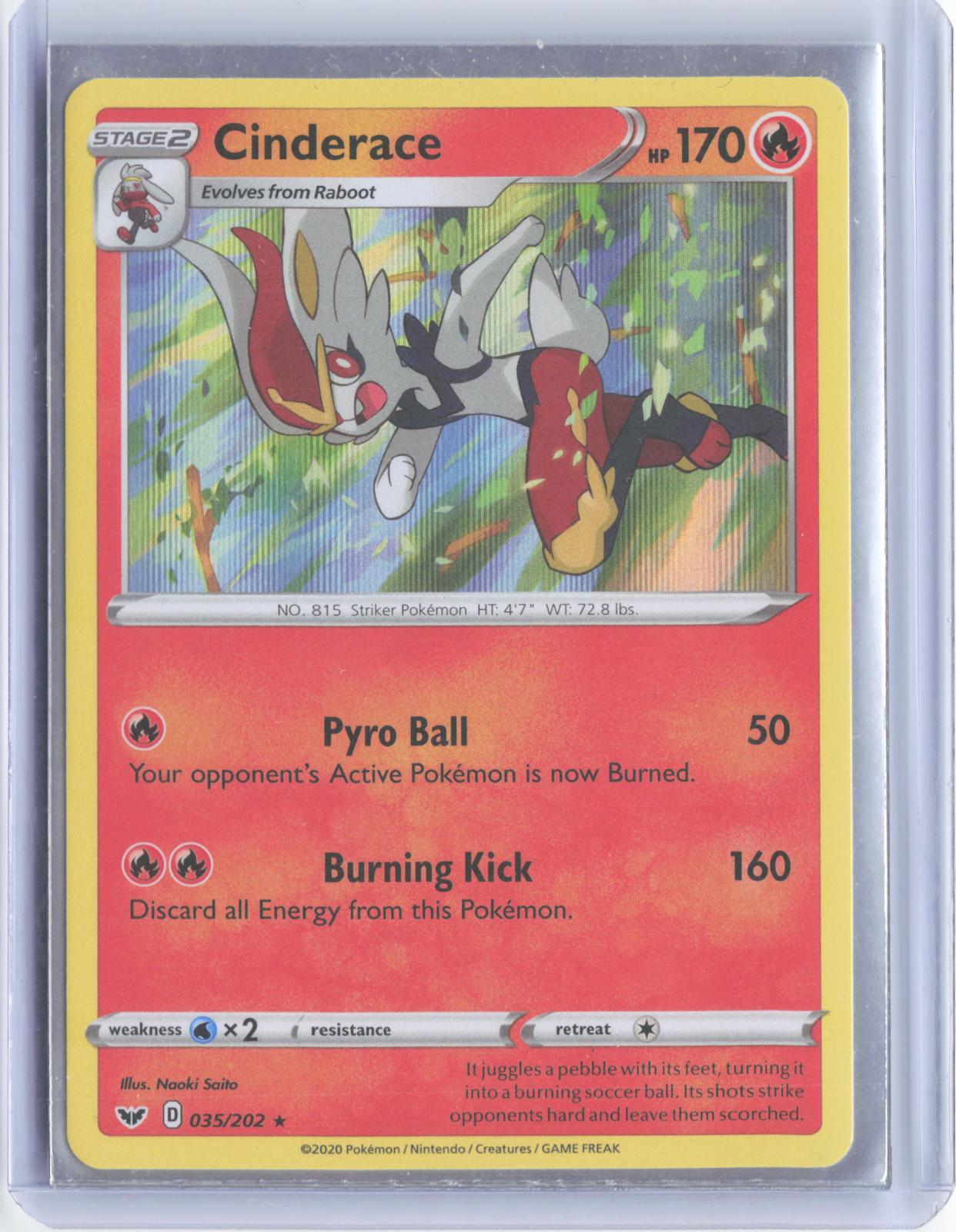 Cinderace 035/202 Holo Rare Sword & Shield Pokemon Reverse Holo TCG Card