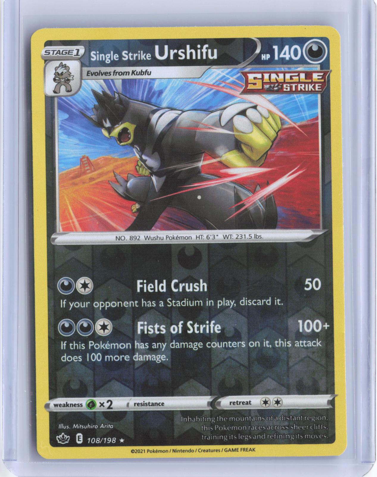 Single Strike Urshifu 108/198 Holo Chilling Reign Pokemon Reverse Holo TCG Card