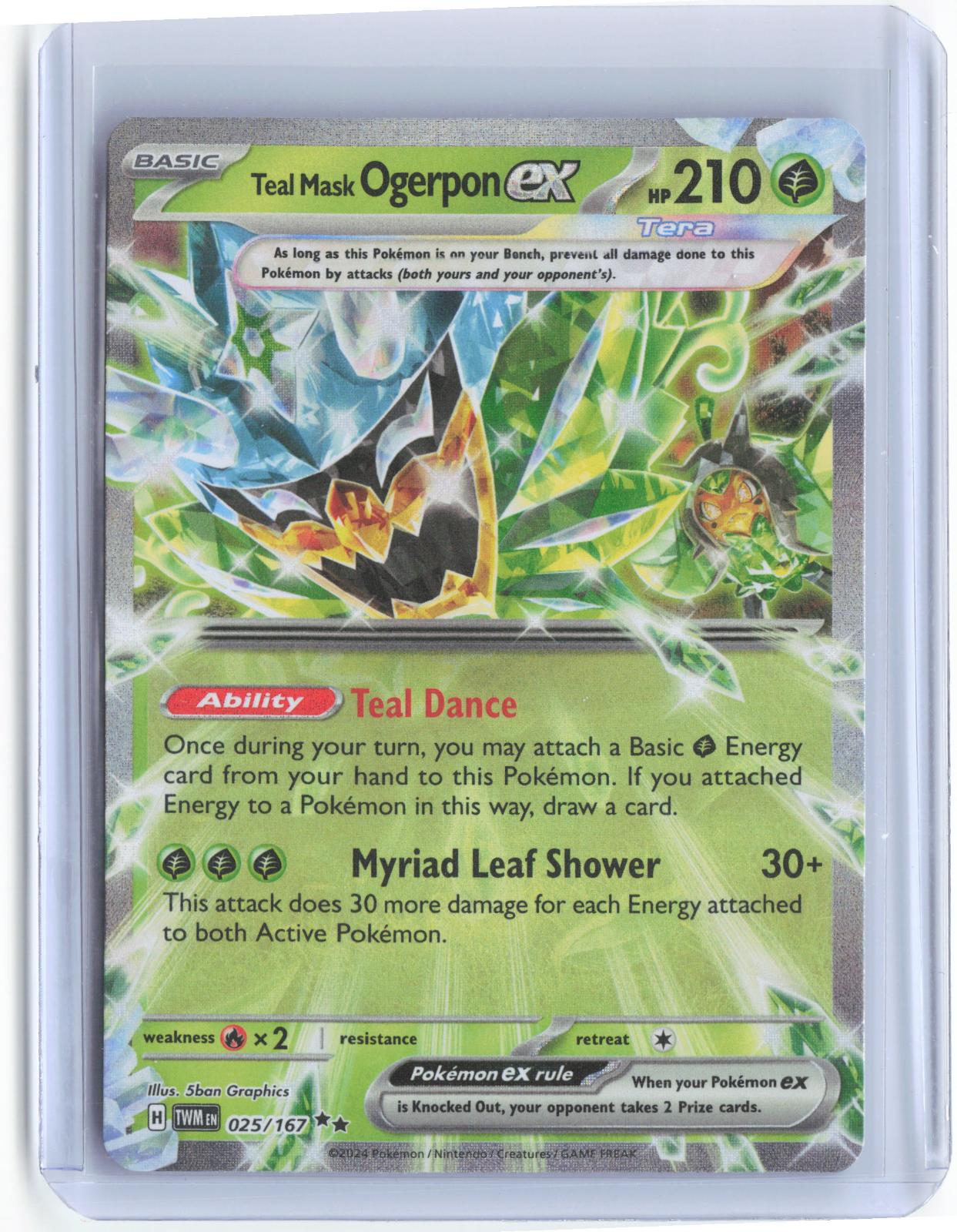 Teal Mask Ogerpon ex 025/167 Double Rare Twilight Masquerade Pokemon Holo
