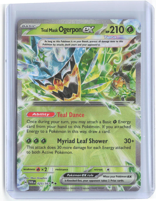 Teal Mask Ogerpon ex 025/167 Double Rare Twilight Masquerade Pokemon Holo