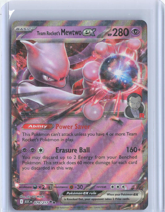 Team Rocket's Mewtwo ex 079/217 Double Rare Ascended Heroes Pokemon Holo