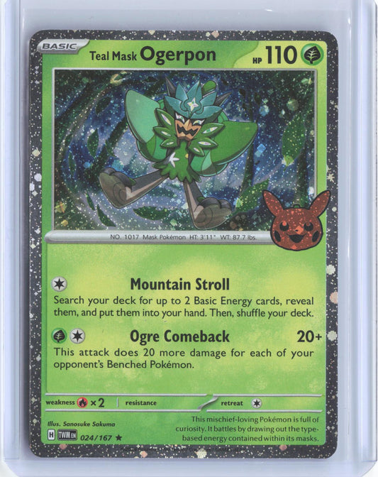 Teal Mask Ogerpon (Cosmos Holo) 024/167 Holo Trick or Trade BOOster Pokemon TCG 