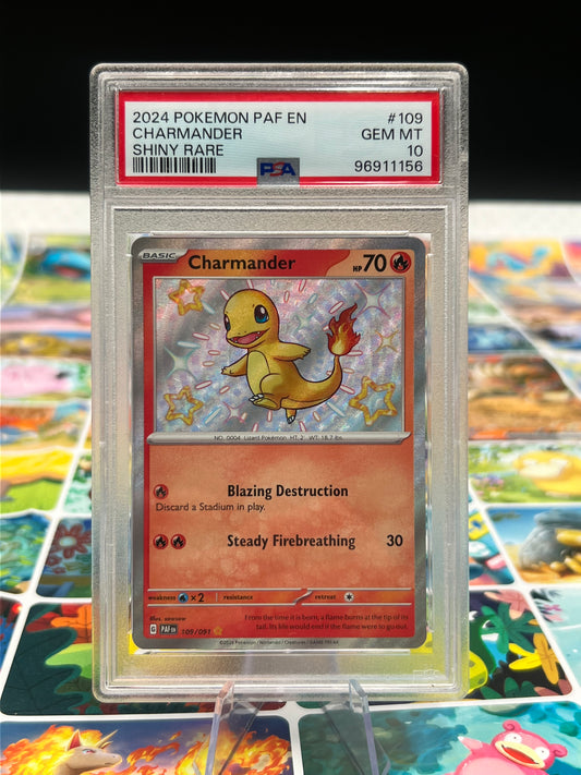 PSA 10 Charmander - 109/091 Shiny Rare - SV: Paldean Fates (PAF) Graded Pokémon TCG