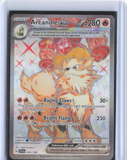 Arcanine ex 224/198 Ultra Rare Scarlet & Violet Pokemon Holo