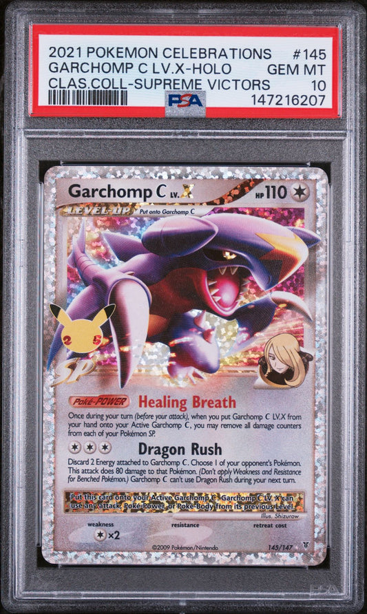 PSA 10 2021 POKEMON CELEBRATIONS CLASSIC COLLECTION 145 GARCHOMP C LV.X-HOLO Graded Pokémon TCG Card