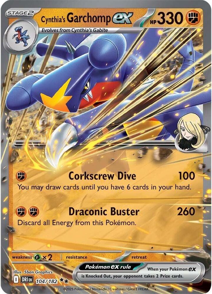 Cynthia's Garchomp ex - 104/182 - SV10: Destined Rivals (DRI) Pokémon TCG