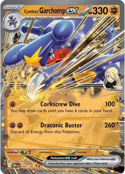 Cynthia's Garchomp ex - 104/182 - SV10: Destined Rivals (DRI) Pokémon TCG