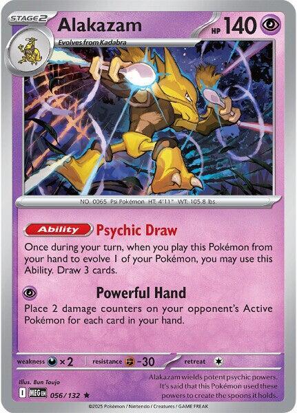 Alakazam 056/132 Holo Rare - ME01: Mega Evolution (MEG) Pokémon Card TCG