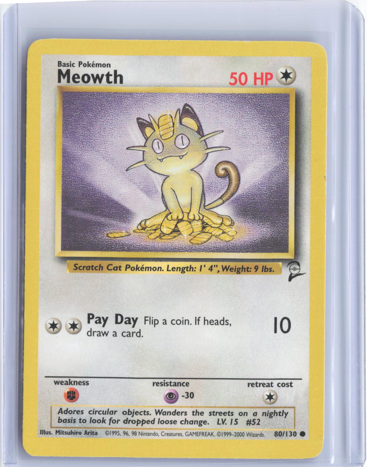 Meowth 80/130 Common Base Set 2 Pokemon TCG Card