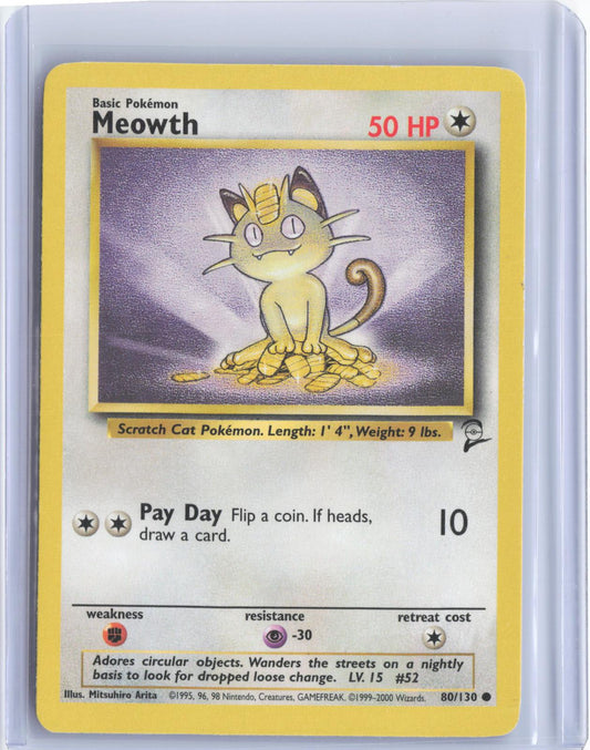 Meowth 80/130 Common Base Set 2 Pokemon TCG Card