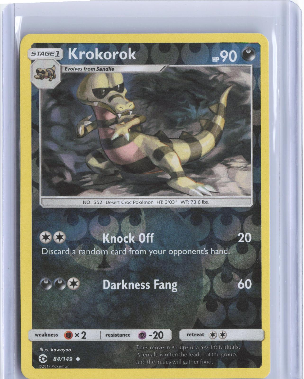 Krokorok 84/149 Uncommon SM Base Set Pokemon Reverse Holo TCG Card