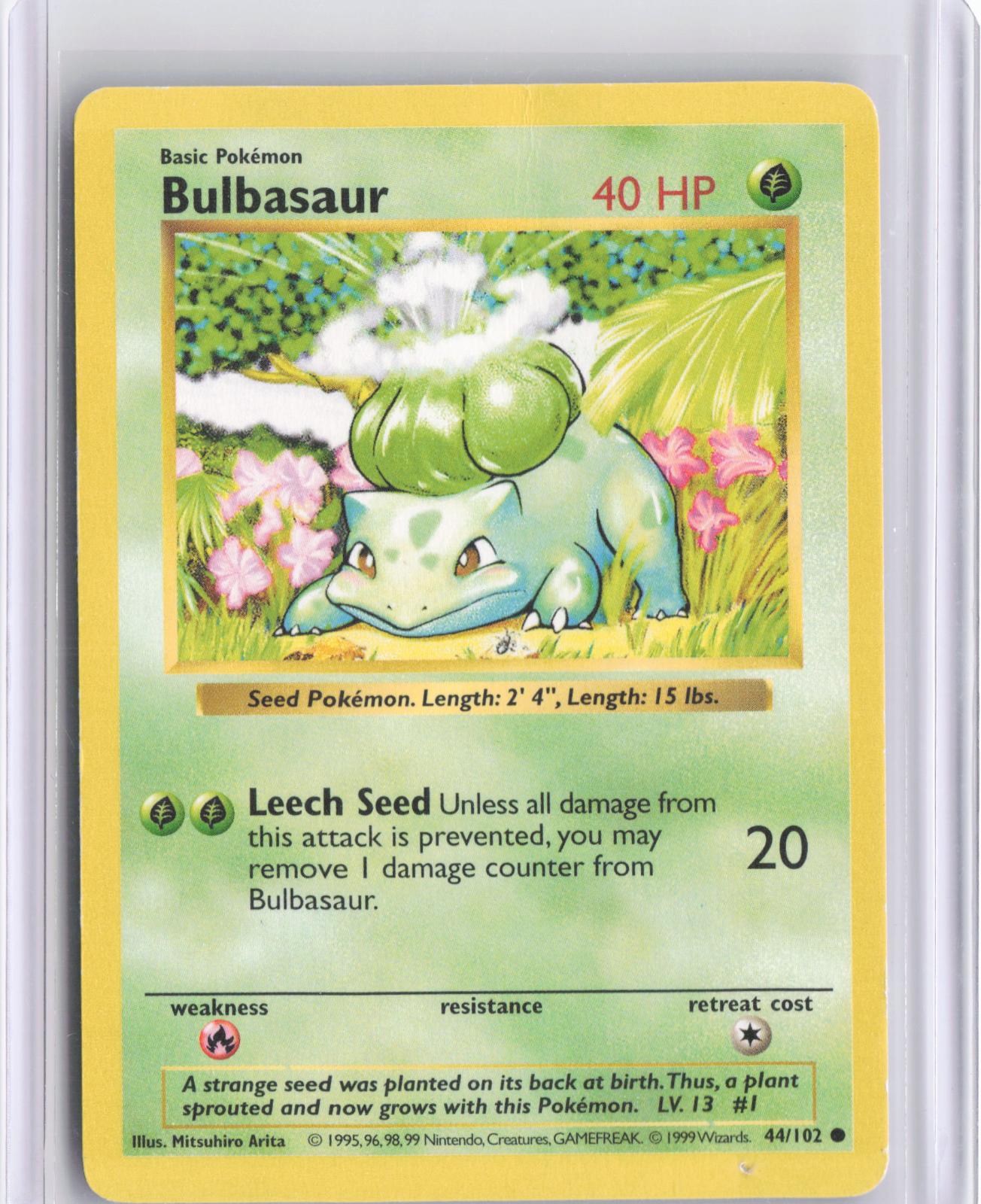 Bulbasaur 44/102 Common Base Set Shadowless Pokemon Unlimited TCG Card