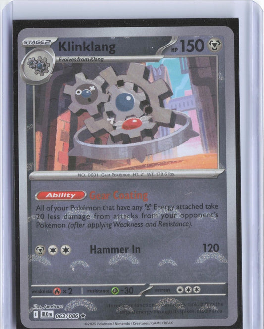 Klinklang (Poke Ball Pattern) 063/086 Holo Rare Black Bolt Pokemon TCG Card