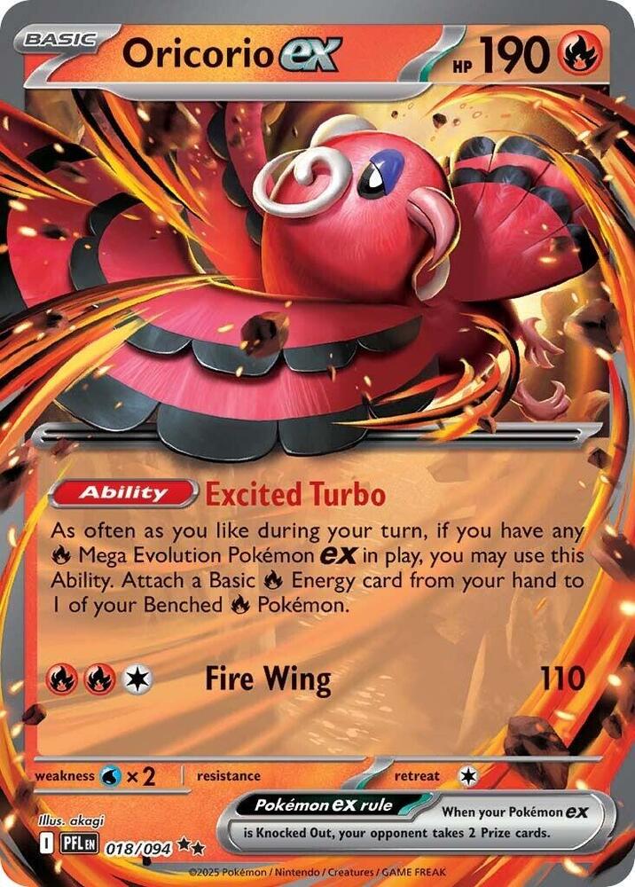 Oricorio ex - 018/094 - ME02: Phantasmal Flames (PFL) Pokémon Card TCG