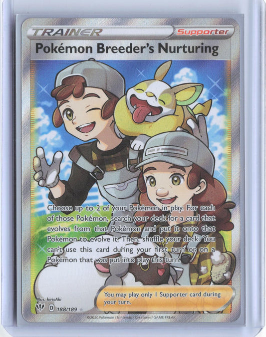 Pokemon Breeder's Nurturing 188/189 Ultra Rare Darkness Ablaze Pokemon Holo