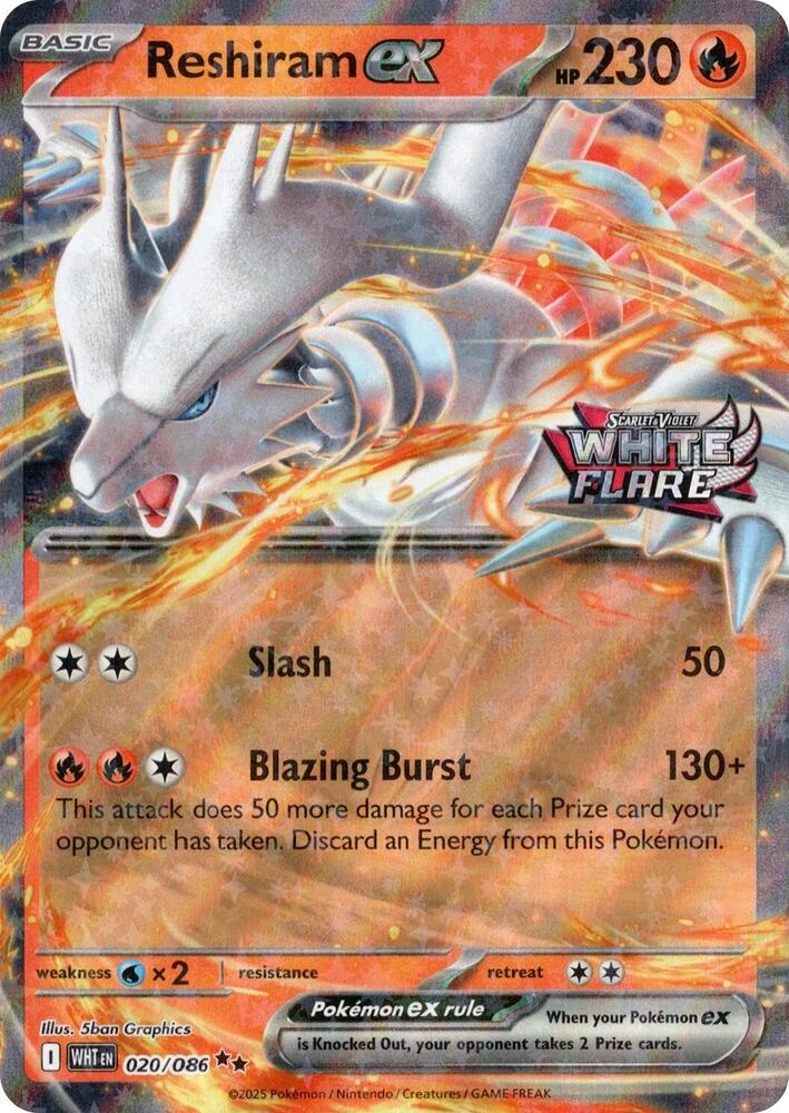 Reshiram ex 020/086 (White Flare Stamped) - Miscellaneous Cards & Products (MCAP) Pokémon TCG