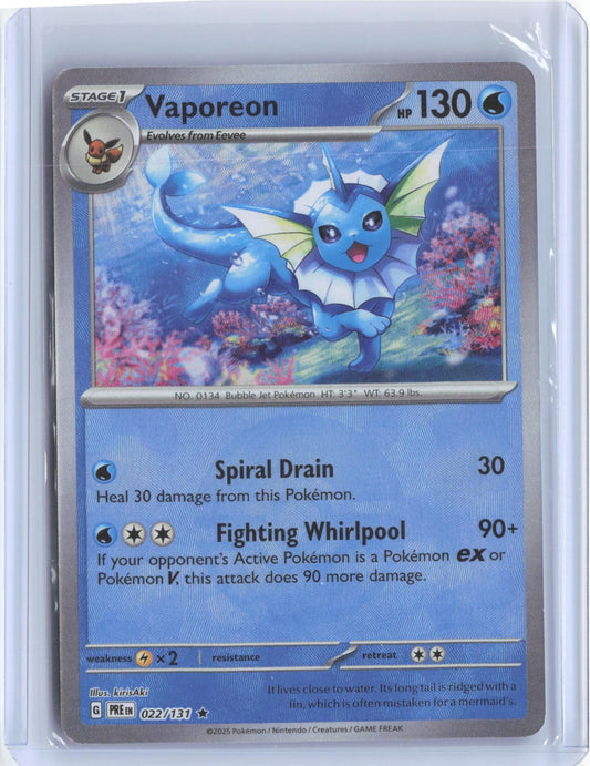 Vaporeon (Poke Ball Pattern) 022/131 Rare Prismatic Evolutions Pokemon Holo