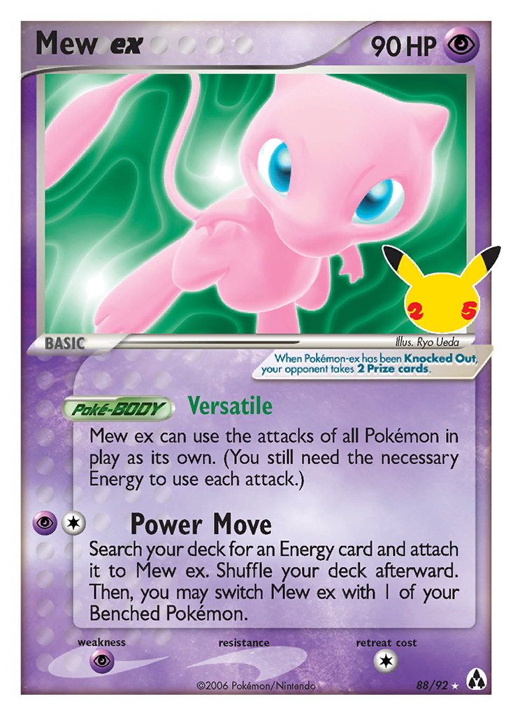 Mew ex 88/92 Classic Collection Celebrations: Classic Collection Pokemon Holo