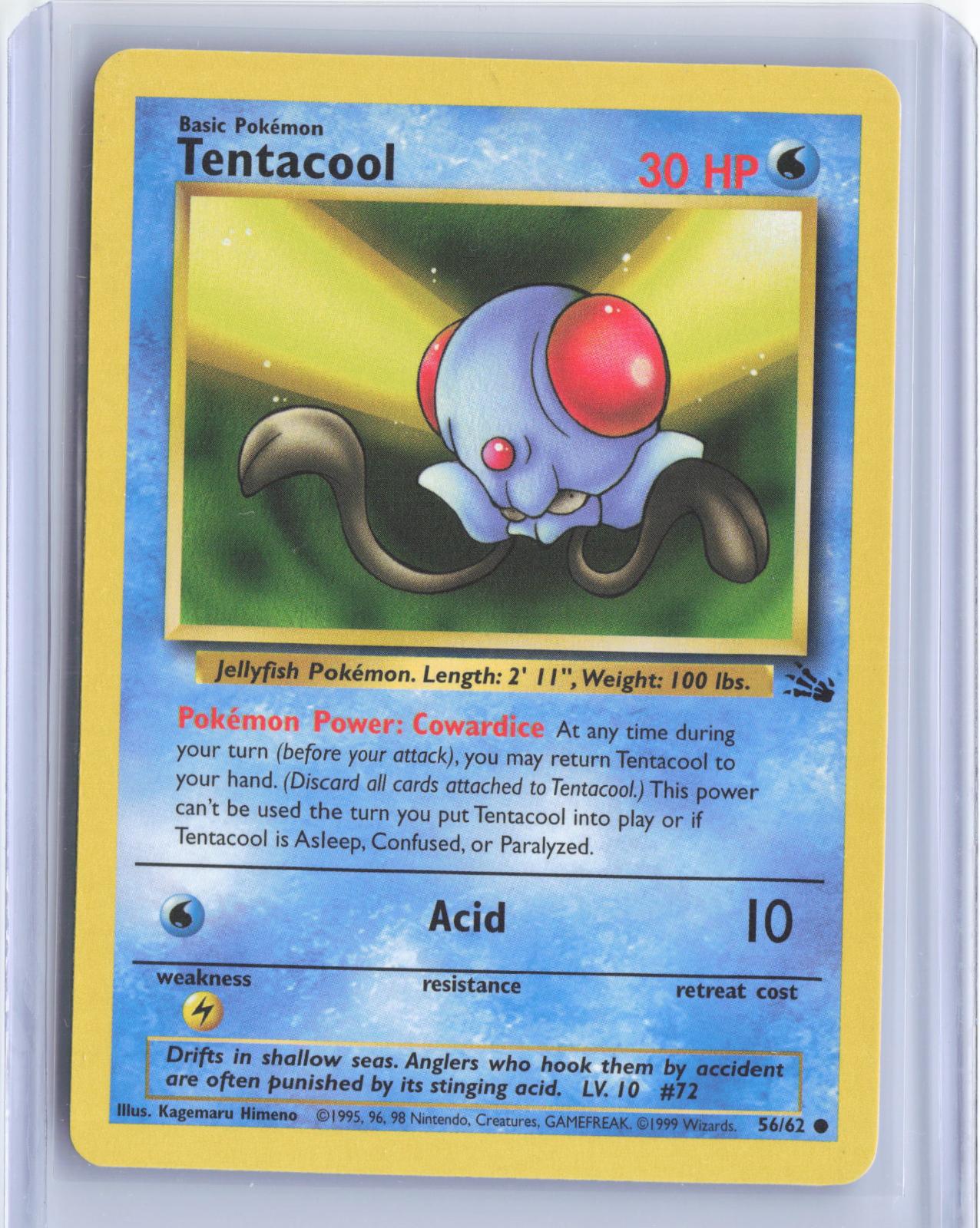 Tentacool 56/62 Common Fossil Pokemon Unlimited TCG Card