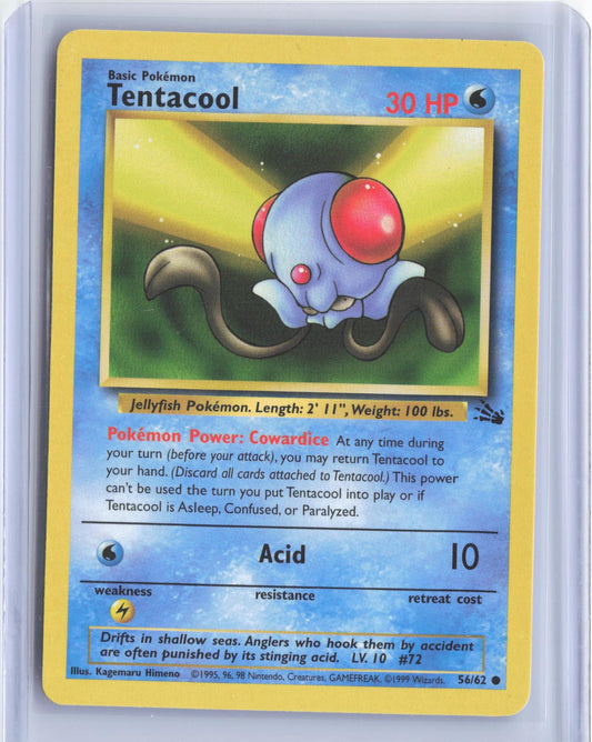 Tentacool 56/62 Common Fossil Pokemon Unlimited TCG Card