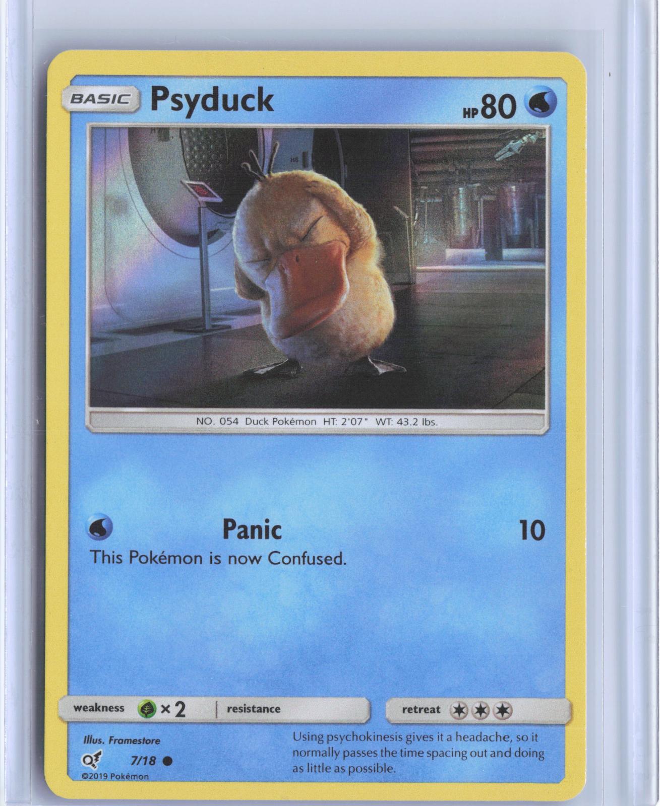 Psyduck 7/18 Common Detective Pikachu Pokemon Holo TCG Card