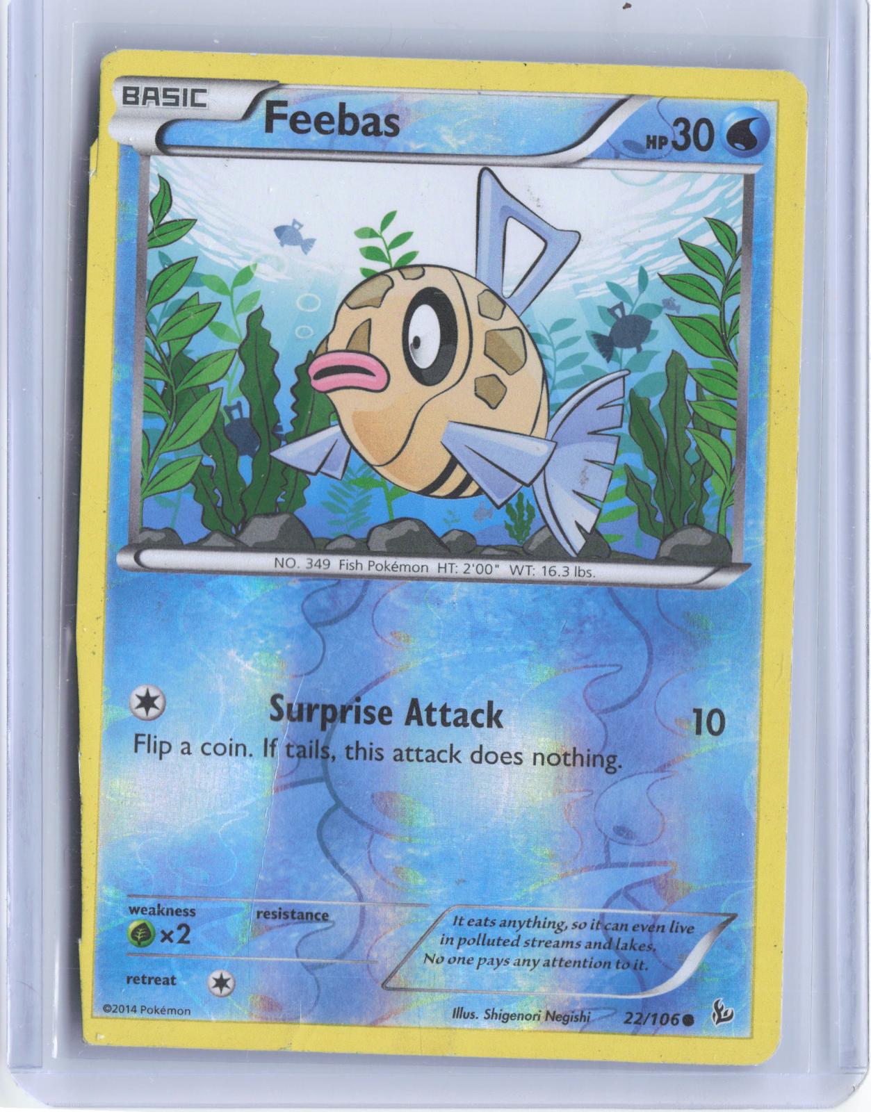 Feebas 22/106 Common Flashfire Pokemon Reverse Holo TCG Card