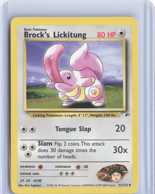 Brock's Lickitung 41/132 Uncommon Gym Heroes Pokemon Unlimited TCG Card