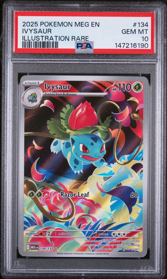 PSA 10 2025 POKEMON MEG EN-MEGA EVOLUTION 134 IVYSAUR ILLUSTRATION RARE Graded Pokémon TCG Card