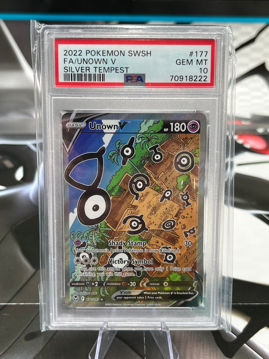 PSA 10 Unown V 177/195 / Ultra Rare (Alternate Full Art) - SWSH12: Silver Tempest (SWSH12) Pokémon TCG