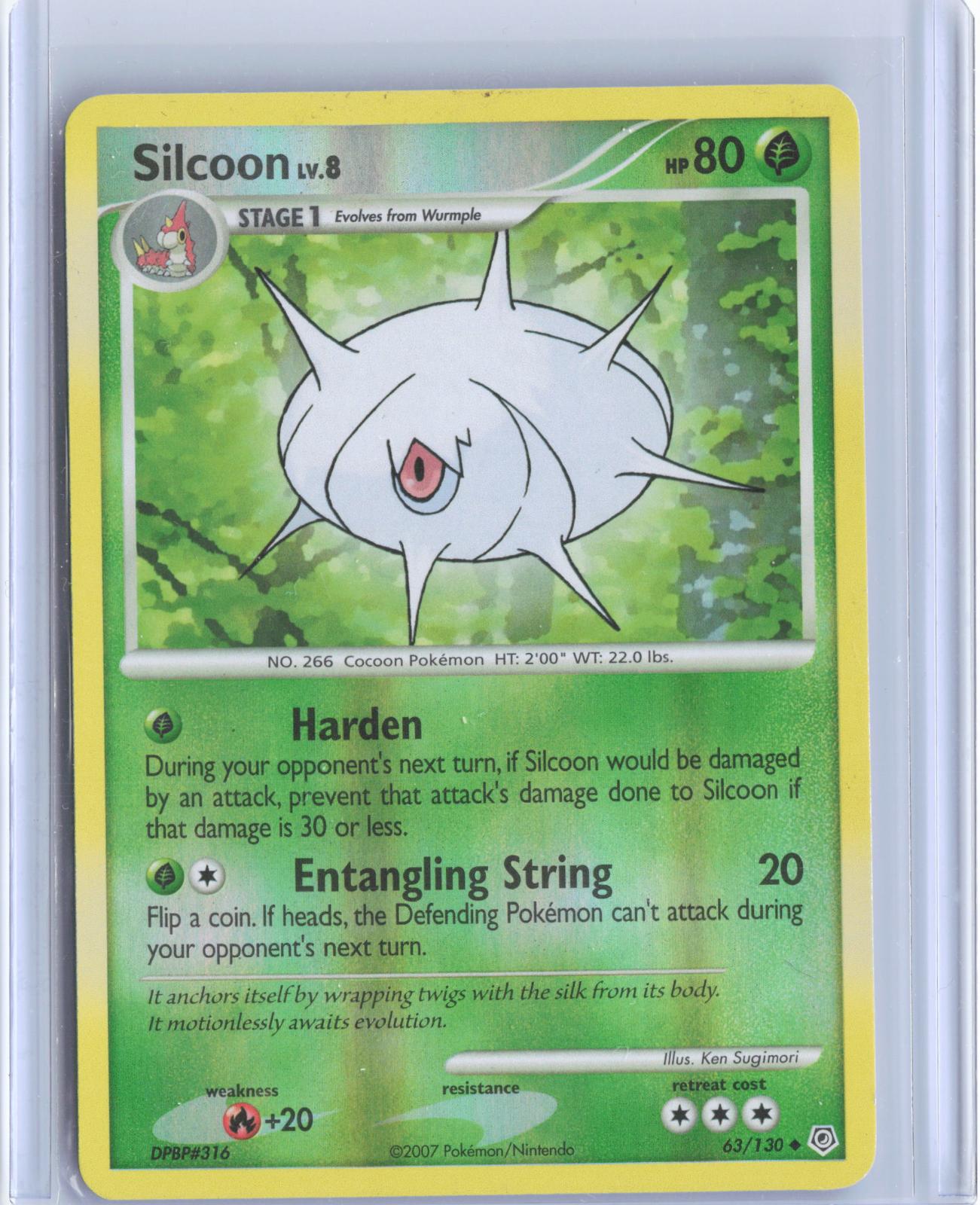 Silcoon 63/130 Uncommon Diamond & Pearl Pokemon Reverse Holo TCG Card