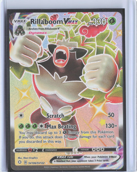 Rillaboom VMAX SV106/SV122 Holo VMAX Rare Shining Fates Shiny Vault Pokemon
