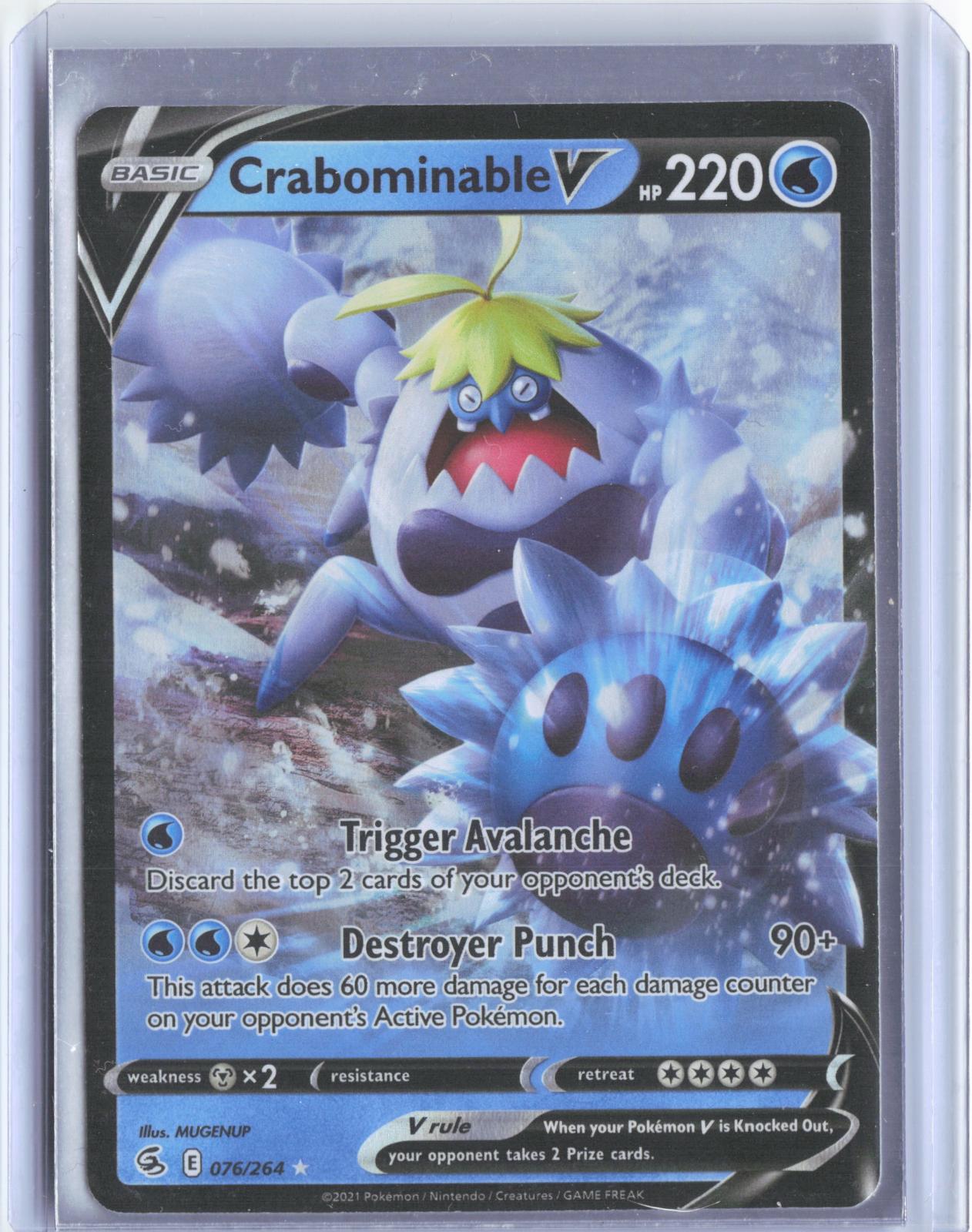 Crabominable V 076/264 Holo V Rare Fusion Strike Pokemon TCG Card