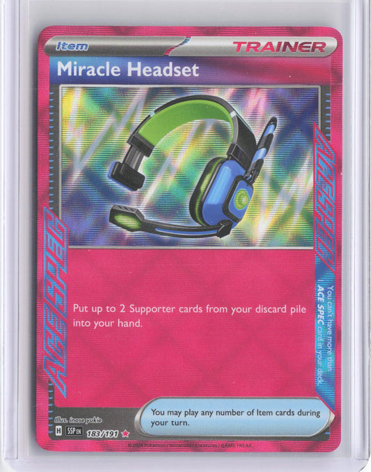 Miracle Headset 183/191 ACE SPEC Rare Surging Sparks Pokemon Holo