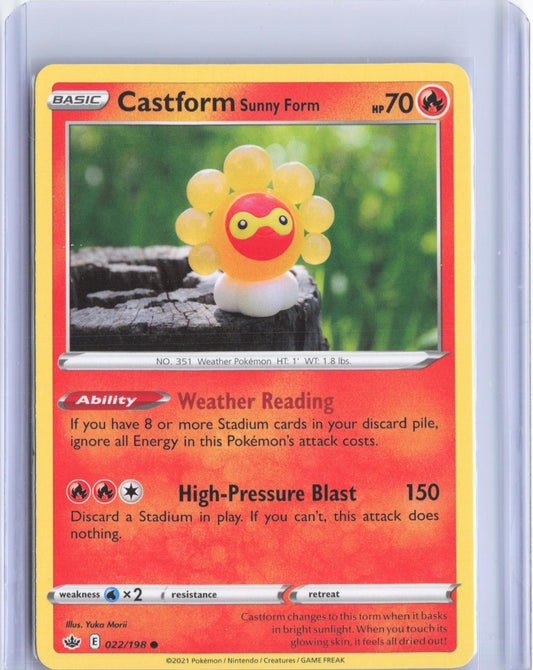 Castform Sunny Form 022/198 Common Chilling Reign Pokemon Reverse Holo TCG Card