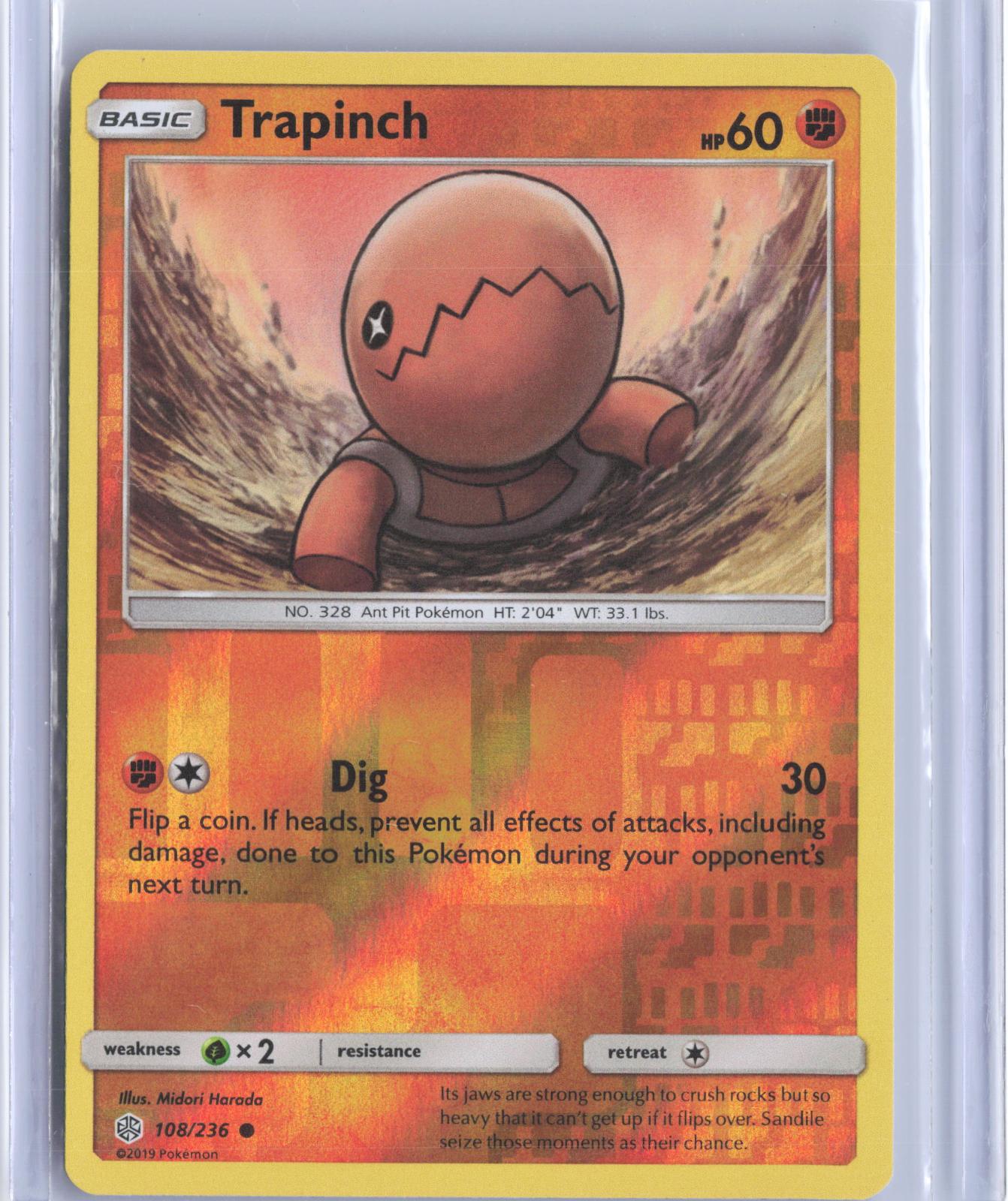 Trapinch 108/236 Common Cosmic Eclipse Pokemon Reverse Holo TCG Card